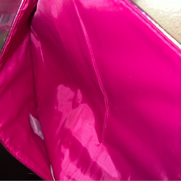 Pink Metallic Envelope Clutch Purse Wristlet y2k NYE - Picture 5 of 7
